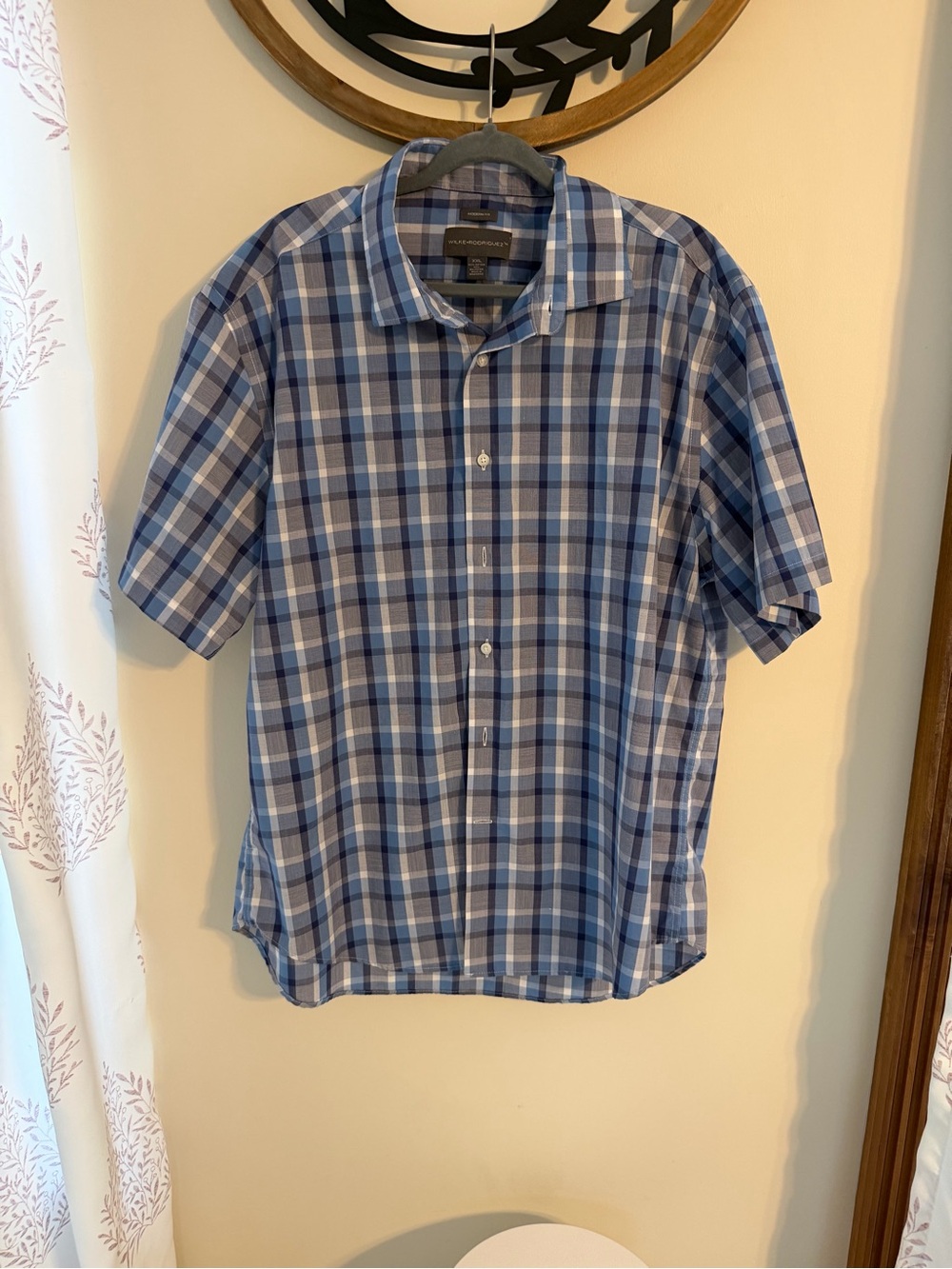 Wilke-Rodriguez Modern Fit Blue Plaid Button-Down Shirt Men’s XXL T101